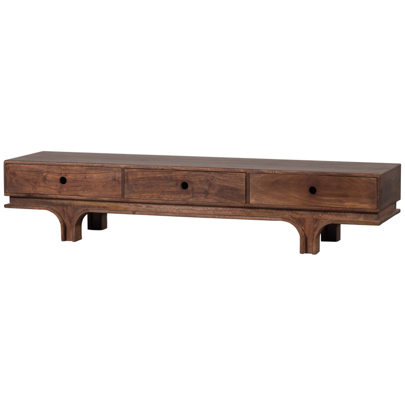 WOOOD Staes TV-bänk med 3 lådor i Mangoträ och Valnöt