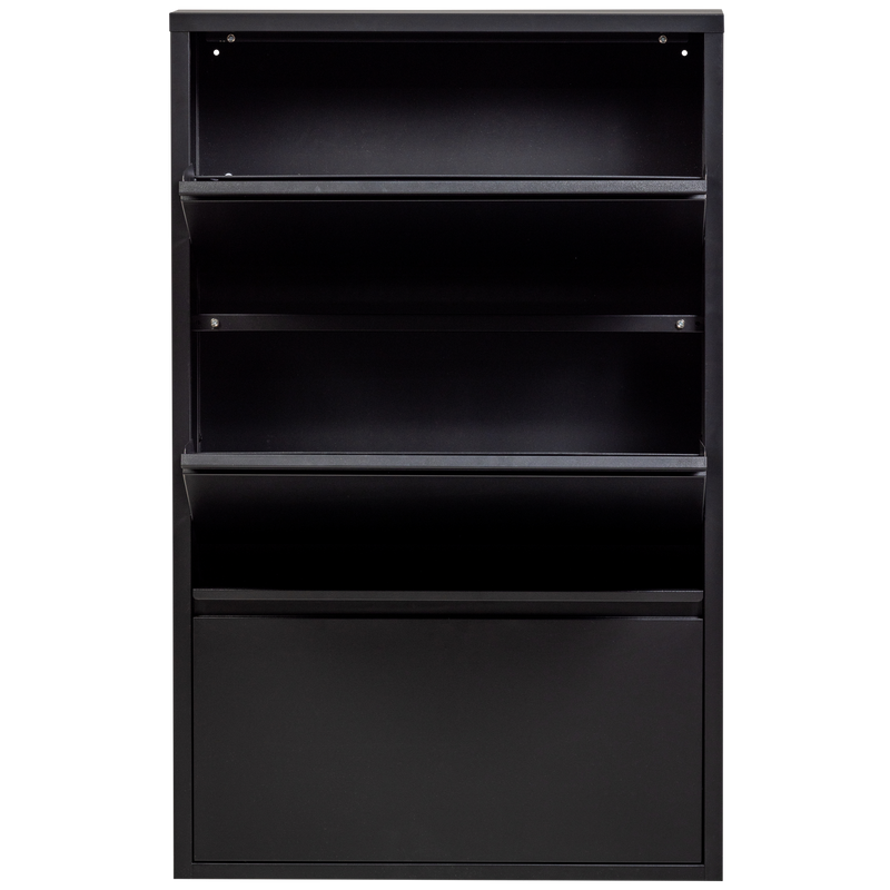 WOOOD SABINE 3-facks Skoskåp i Svart Metall