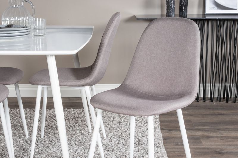 Venture Home Polar Rektangulärt Matbord 120 x 75 Vit + 6 st Matstolar Grå