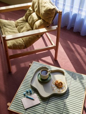 Hübsch Tile soffbord mint/natur 61 x 66 x H44 cm