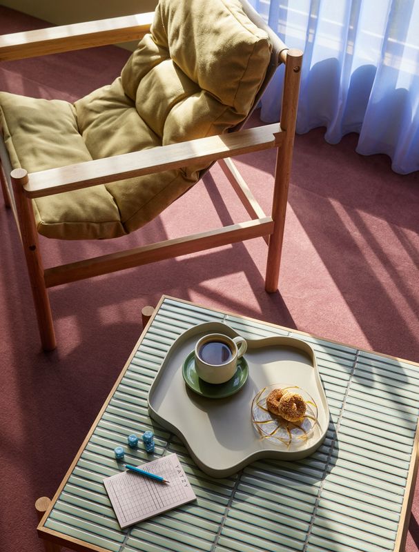 Hübsch Tile soffbord mint/natur 61 x 66 x H44 cm