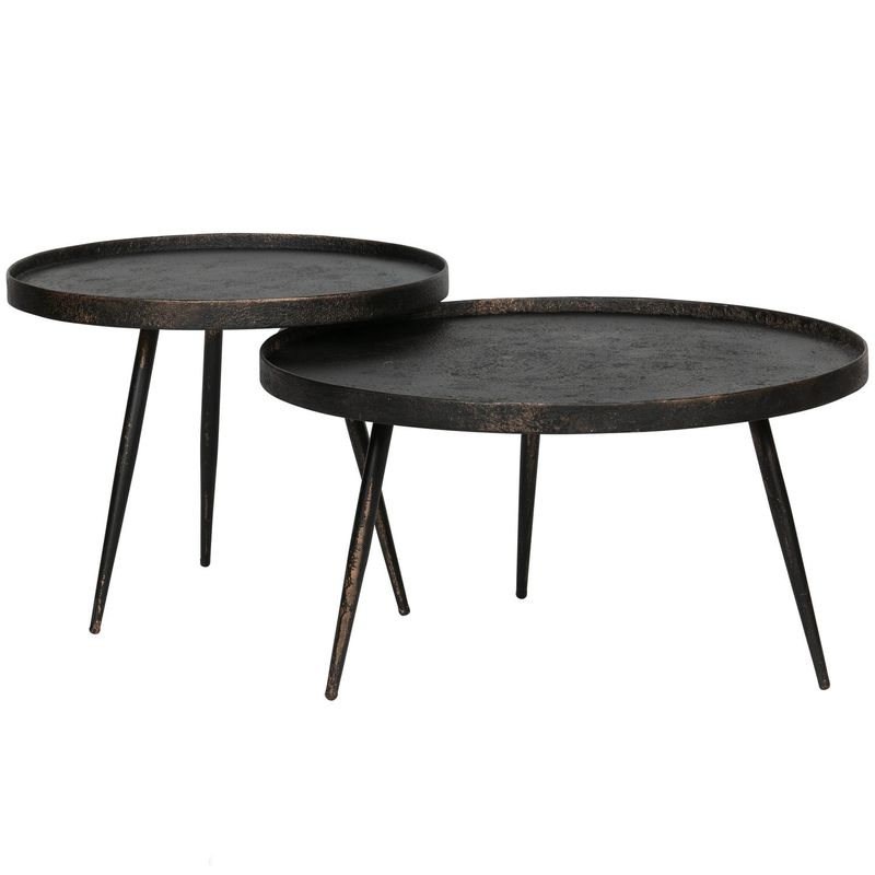 WOOOD Bounds Sidobord L Trä/Metall Antik Guld 44x58 cm 2 st