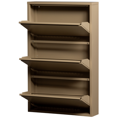 WOOOD Sabine 3-facks Skoskåp i Sandfärgat Metall