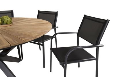 Venture Home Mexico & Santorini Runt Matbord ⌀140 Svart + Matstolar 6-pack Svart