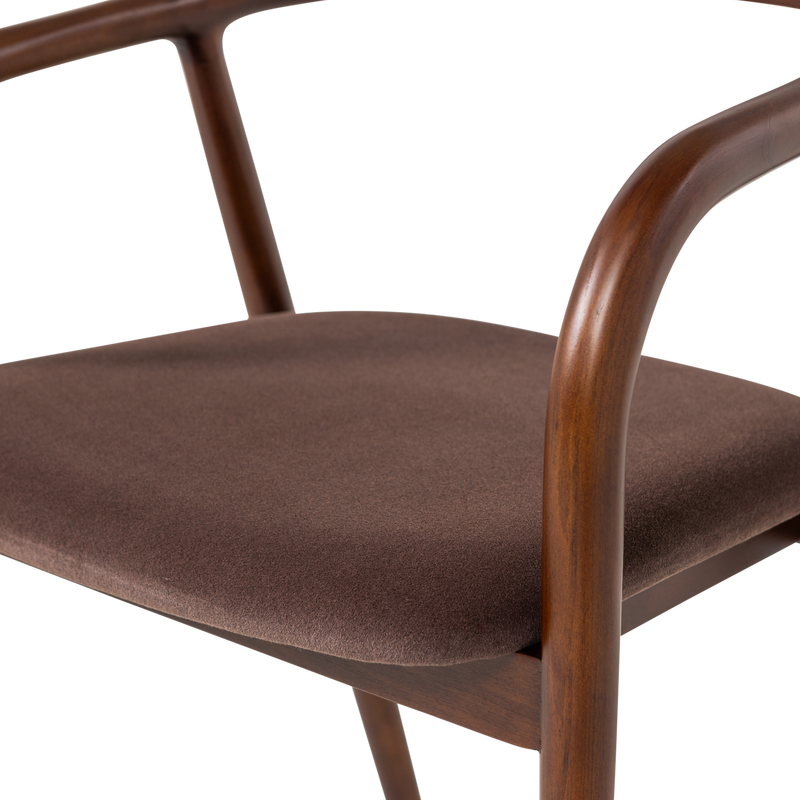 WOOOD Bran Matstol i Bokträ med Brun Sammet 2 st