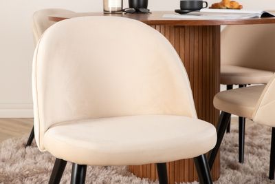 Venture Home Bianca & Velvet Runt Matbord ⌀110 Valnöt + 4 st Matstolar Beige
