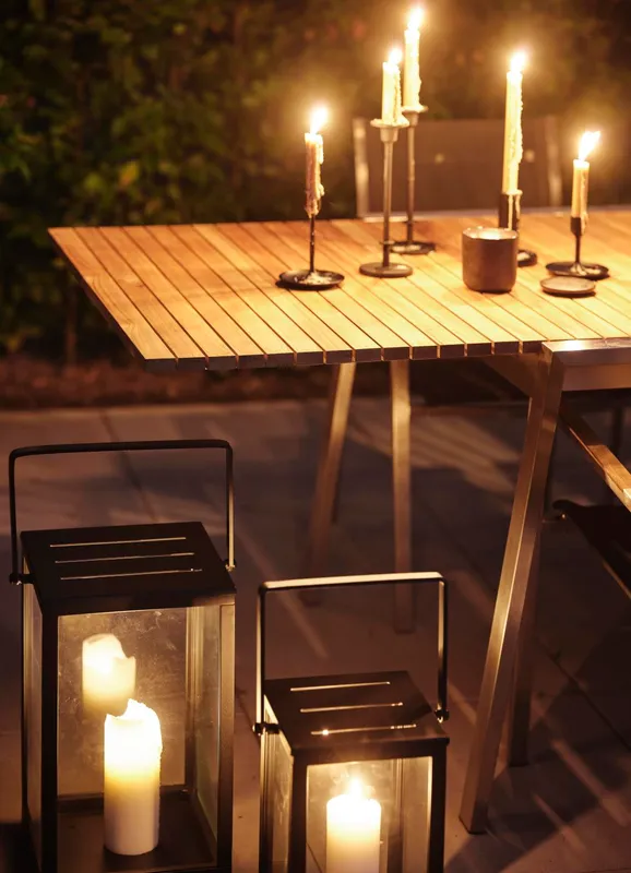 Brafab Naos Matbord 100x220-320 cm Rostfritt Stål/Teak