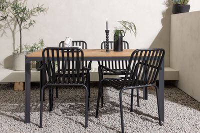 Venture Home Break & Peking Rektangulärt Matbord 150 x 90 Svart + 4 st Matstolar Svart