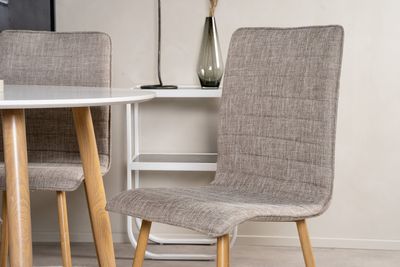 Venture Home Windu & Plaza 4 st Matstolar Ljusgrå + Runt Matbord ⌀100 Vit