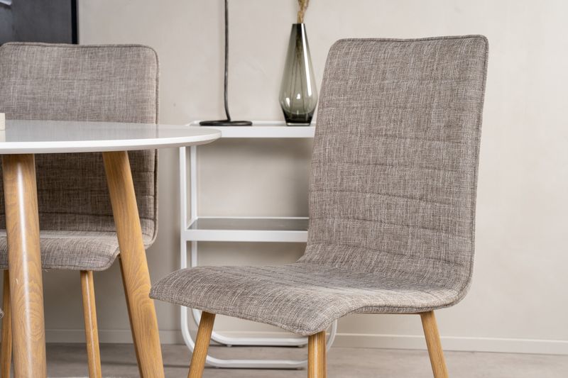 Venture Home Windu & Plaza 4 st Matstolar Ljusgrå + Runt Matbord ⌀100 Vit