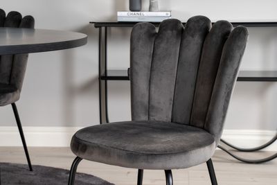 Venture Home Limhamn & Copenhagen 4 st Matstolar Grå + Runt Matbord ⌀140 Svart