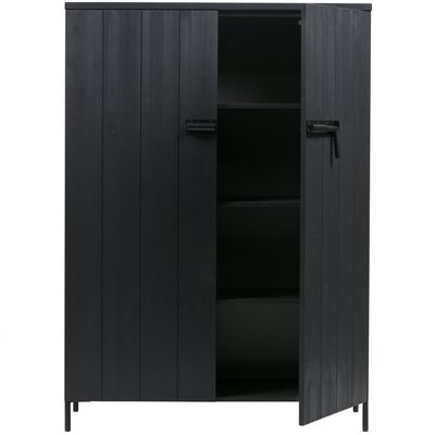 WOOOD BRUUT 2-dörrars Skåp Borstad Furu Svart