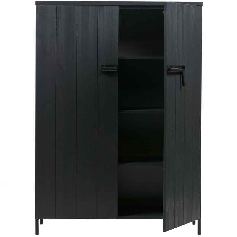 WOOOD BRUUT 2-dörrars Skåp Borstad Furu Svart