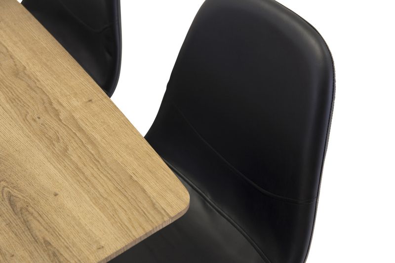 Venture Home Polar & Inca 4 st Matstolar Svart + Rektangulärt Matbord 160 x 85 Valnöt