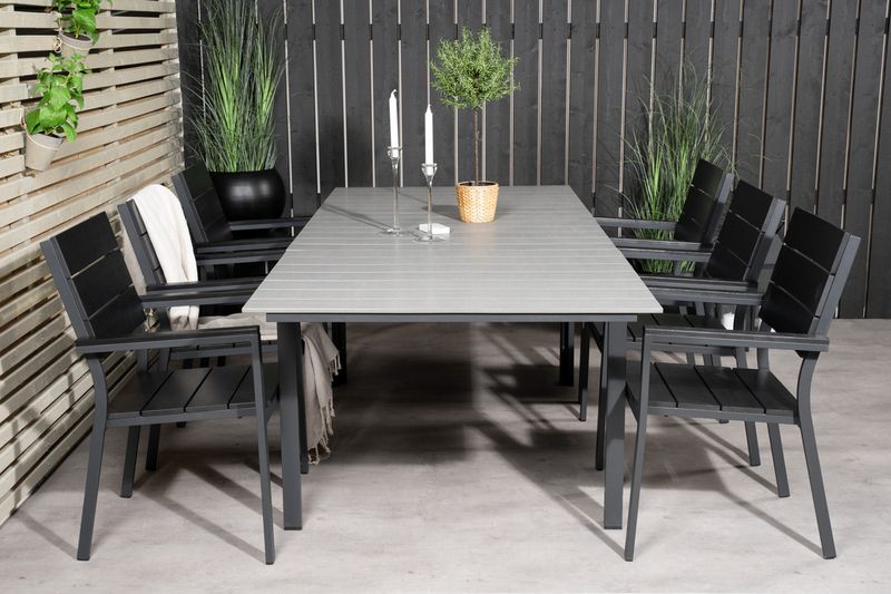 Venture Home Levels Rektangulärt Matbord 160 x 100 Svart + Matstolar 6-pack Svart