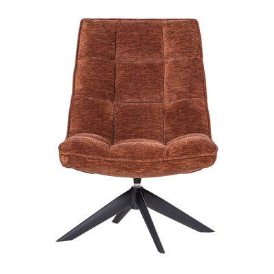 WOOOD Jouke Snurrfåtölj i Chenillestruktur Rostbrun
