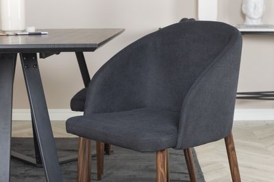 Venture Home Arch & Marina 6 st Matstolar Svart + Rektangulärt Matbord 180 x 90 Svart