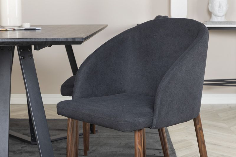 Venture Home Arch & Marina 6 st Matstolar Svart + Rektangulärt Matbord 180 x 90 Svart