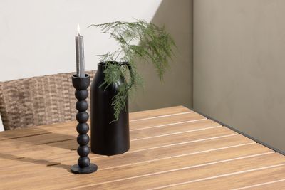 Venture Home Malina & Break 4 st Matstolar Natur + Rektangulärt Matbord 150 x 90 Svart