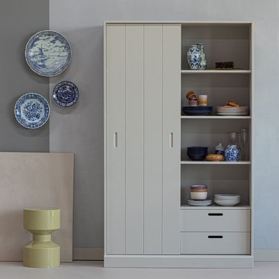 WOOOD Mila Skjutdörrsskåp i Grått Furu