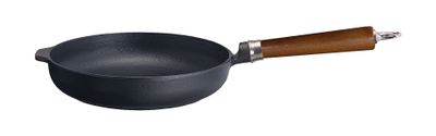 Ronneby Bruk, Stekpanna Gjutjärn 24 cm Rund Knat & Brunt Bokträhandtag