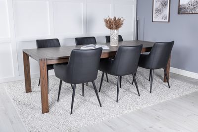 Venture Home Slider & Comfort Rektangulärt Matbord 170 x 95 Natur + Matstolar 6-pack Svart