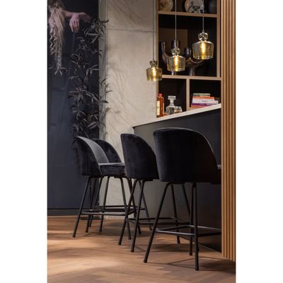 WOOOD VOGUE Barstol 65 cm Sammet Svart