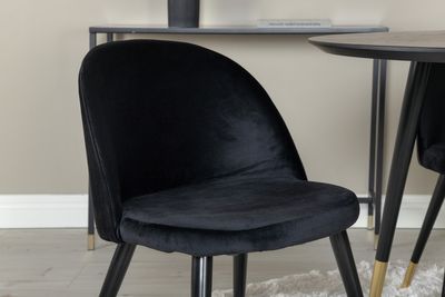 Venture Home Dipp & Velvet Runt Matbord ⌀115 Svart + 4 st Matstolar Svart