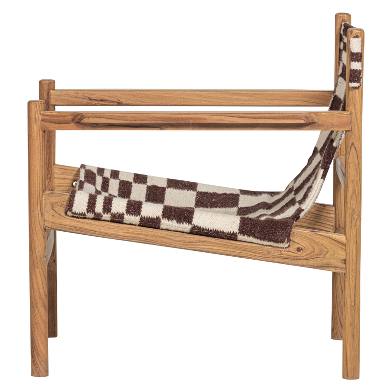 WOOOD Zano Fåtölj i Acacia med Brun Kelim Sits