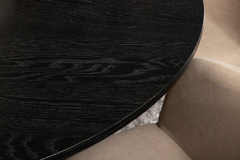 Venture Home Berit & Bianca 4 st Matstolar Beige + Runt Matbord ⌀110 Svart