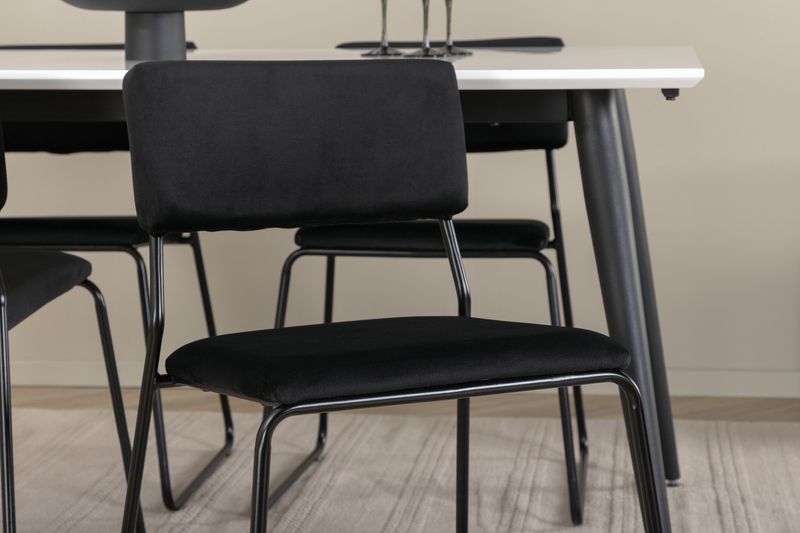 Venture Home Jimmy & Kenth Rektangulärt Matbord 150 x 90 Vit + 4 st Matstolar Svart