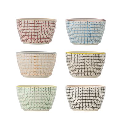 Bloomingville Carla Skål, Röd, Stengods - 24-pack