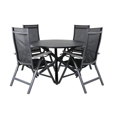 Venture Home Alma & Albany Runt Matbord ⌀120 Svart + 4 st Positionsstolar Svart