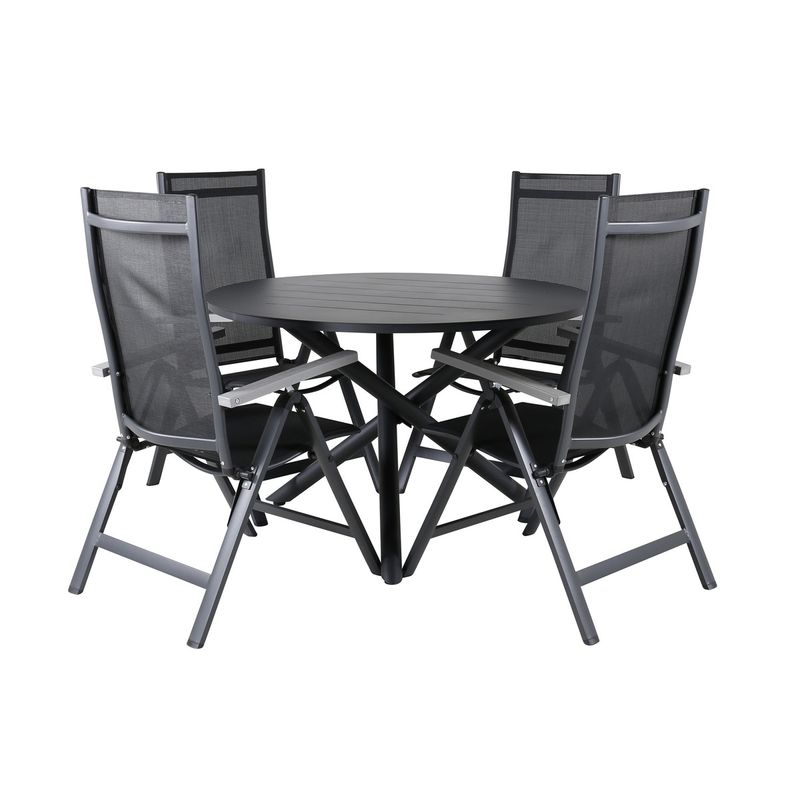 Venture Home Alma & Albany Runt Matbord ⌀120 Svart + 4 st Positionsstolar Svart