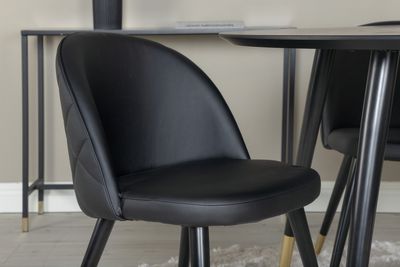 Venture Home Dipp & Velvet Runt Matbord ⌀115 Svart + 4 st Matstolar Svart