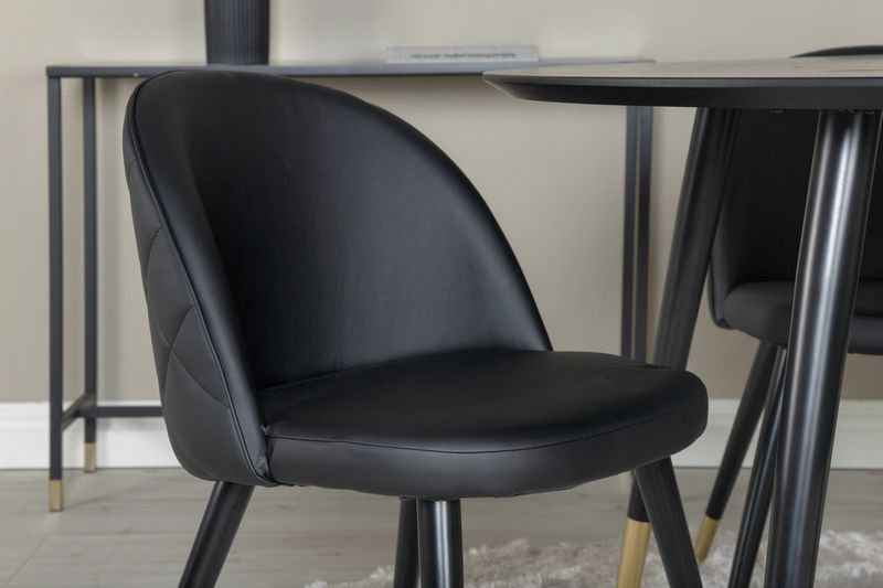 Venture Home Dipp & Velvet Runt Matbord ⌀115 Svart + 4 st Matstolar Svart