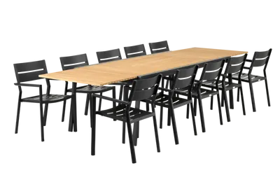 Brafab Naos matbord 100x220-320 cm svart/teak