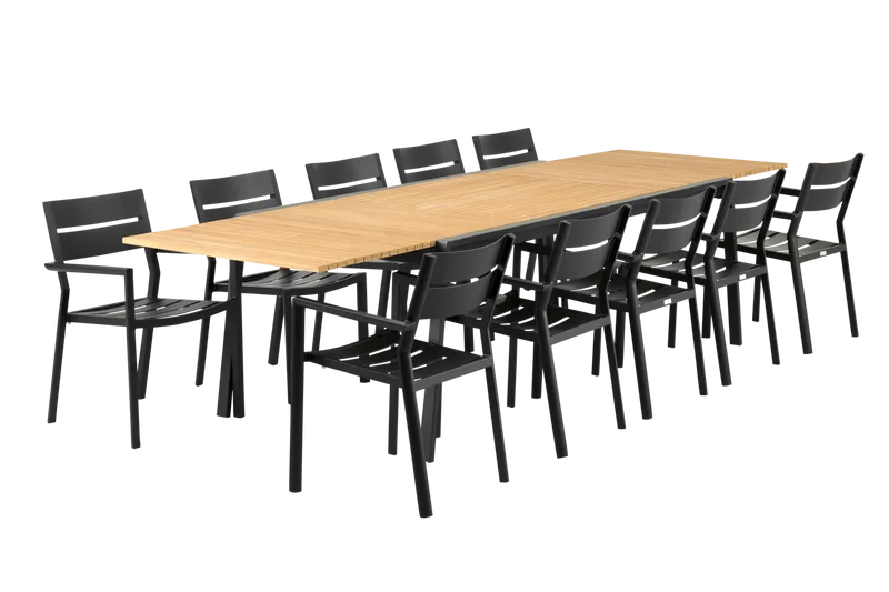 Brafab Naos matbord 100x220-320 cm svart/teak