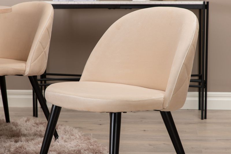 Venture Home Bianca & Velvet Runt Matbord ⌀110 Vitputsad + 4 st Matstolar Beige