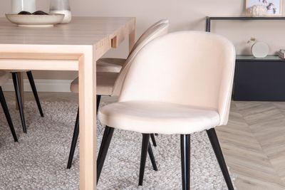 Venture Home Slider & Velvet Rektangulärt Matbord 170 x 95 Vitputsad + Matstolar 6-pack Beige