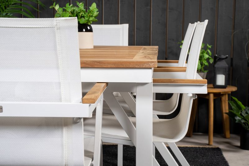 Venture Home Mexico & Panama Matstolar 6-pack Vit + Rektangulärt Matbord 160 x 90 Vit