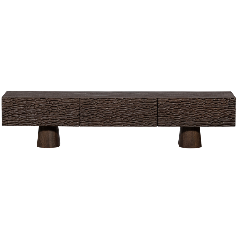 WOOOD Crumble Snidad TV-bänk i Mangoträ Mörkbrun Valnöt