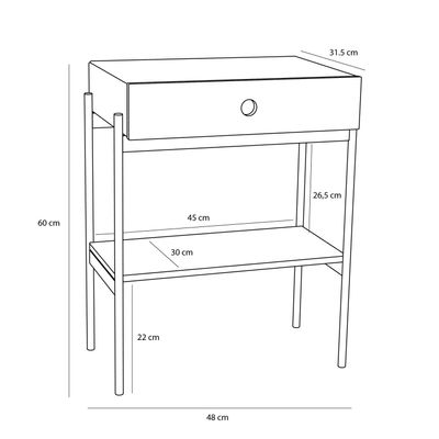 Hübsch Noir Sängbord Grön/Off-white 48x32xh60cm