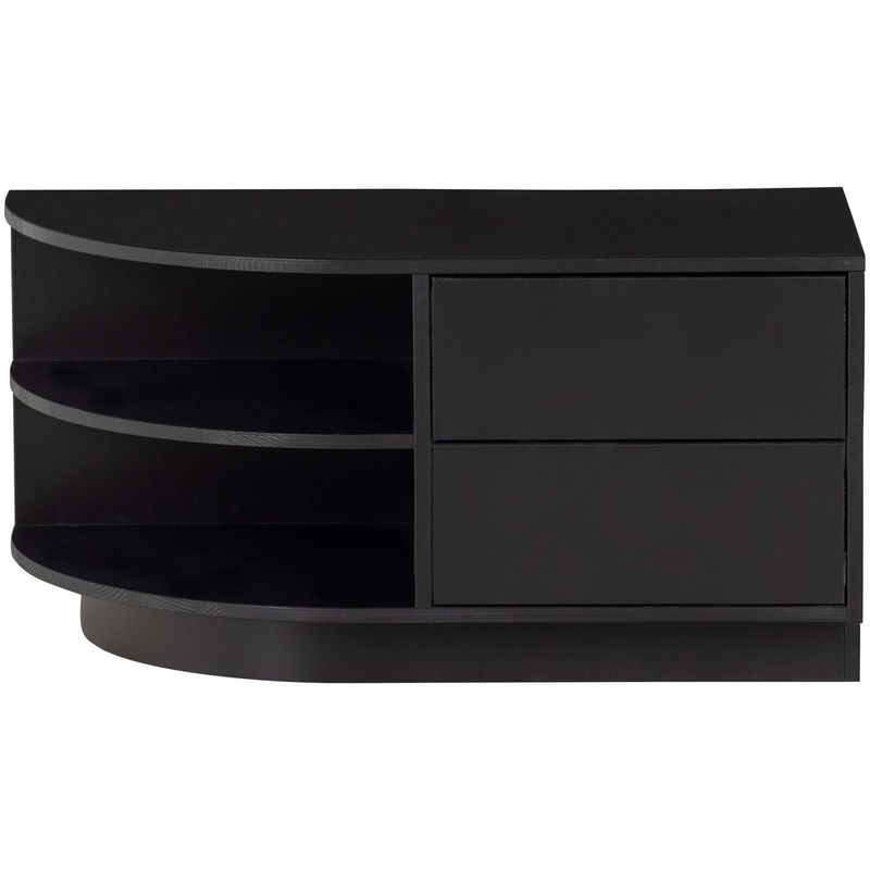 WOOOD FINCA TV-bänk rund vänster 78 cm grangren djup svart