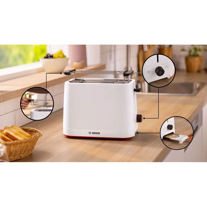Bosch Brödrost TAT3M121 Vit 950W med Bagels Funktion