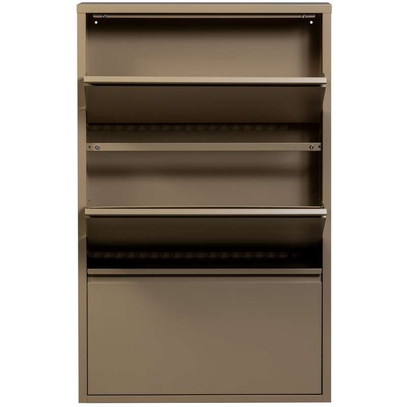 WOOOD Sabine 3-facks Skoskåp i Sandfärgat Metall