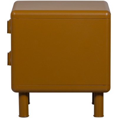 WOOOD Rune Sängbord med 2 Lådor i Metall - Honungsgul