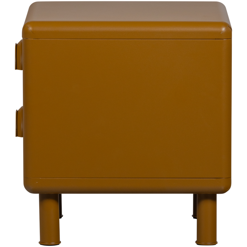 WOOOD Rune Sängbord med 2 Lådor i Metall - Honungsgul