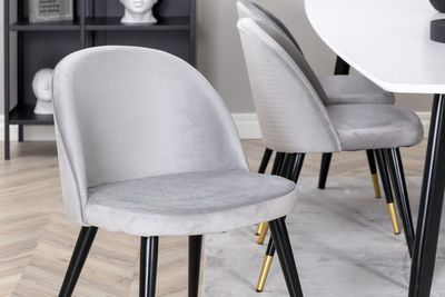 Venture Home Velvet & Polar 6 st Matstolar Grå + Rektangulärt Matbord 240 x 100 Vit