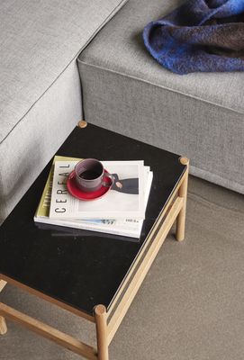 Hübsch Raw Sidobord Svart/Natur 60x40xh42cm